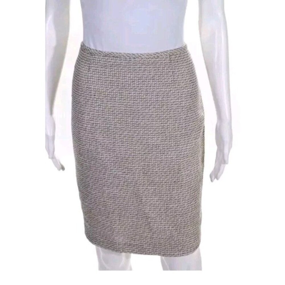 Calvin Klein Knee Length Tweed Pencil Skirt Beige Gray Size 10 Petite NWT $89